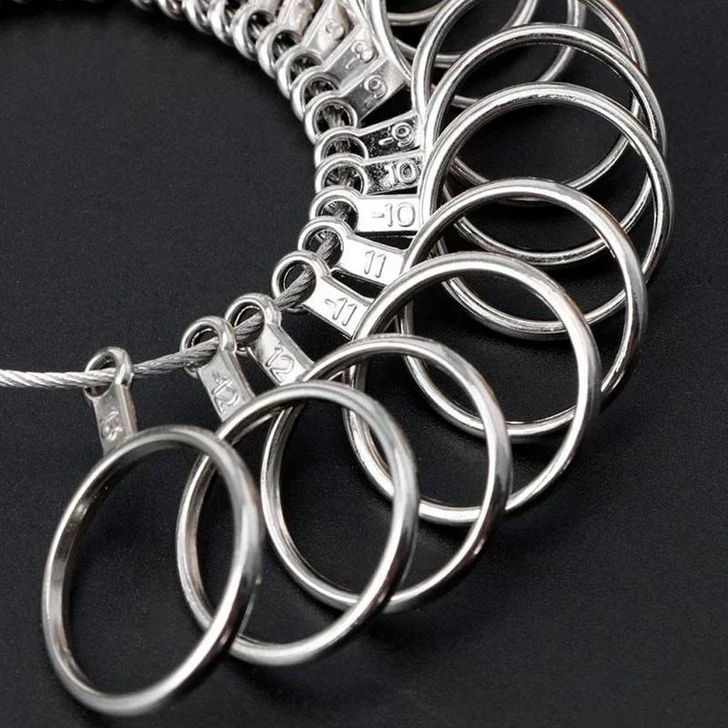 Practical New 1/2pcs Metal Ring Sizer Guage Mandrel Finger Sizing Measure Stick Standard Tools Useful Handmade Jewelry Tools