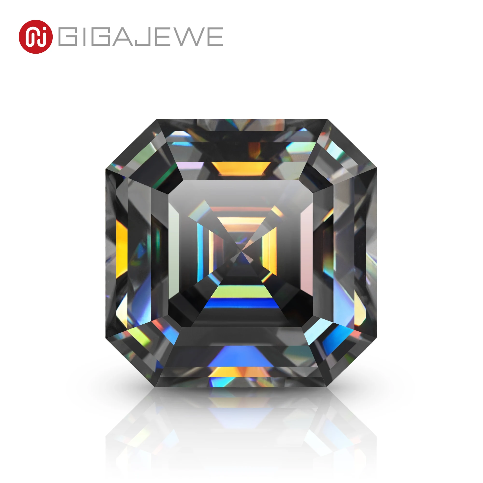 

GIGAJEWE Moissanite Hand-Cutting Asscher Cut Gray Color VVS1 Premium Gems Loose Diamond Test Passed Gemstone For Jewelry Making