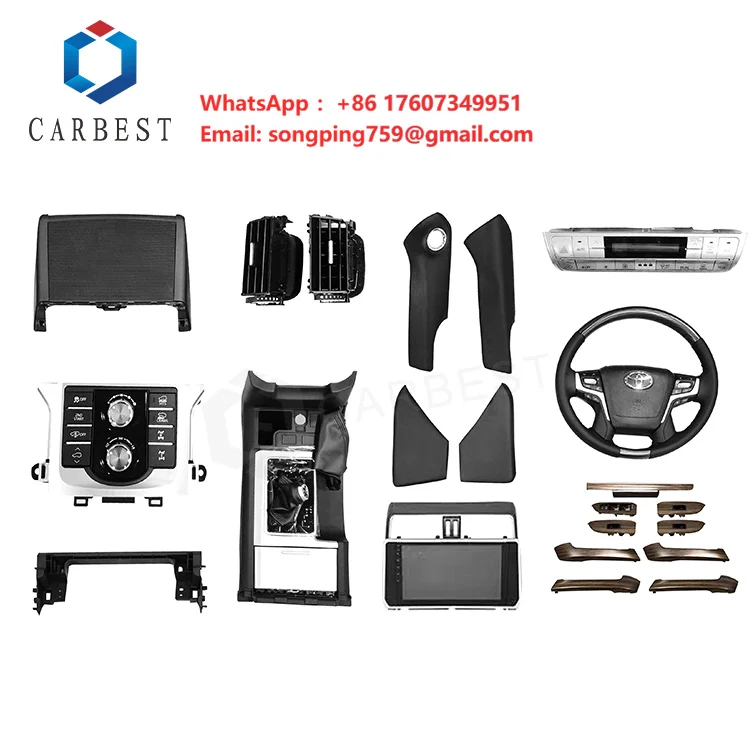 SUV Interior Refurbishment Premium Wood Grain Steering Wheel Console Upgrade Kit for Toyota Land Cruiser Prado