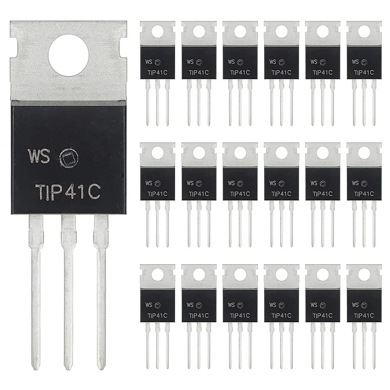 TIP41C TIP41 NPN Transistor 6A 100V Darlington Silicon Power Transistors 3-Pin TO-220 (Pack of 20)