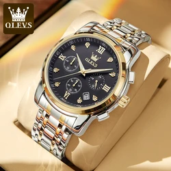 OLEVS 2858 Men's Quartz Watch With Steel Band Timing Function