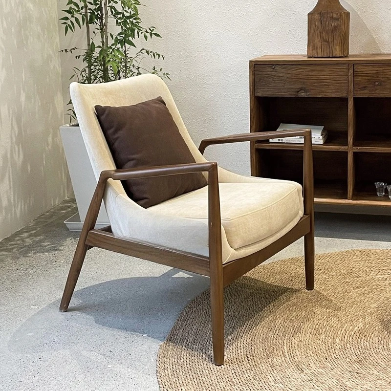 

Leisure sofa chair living room solid wood single back chair ash wood armchair homestay home