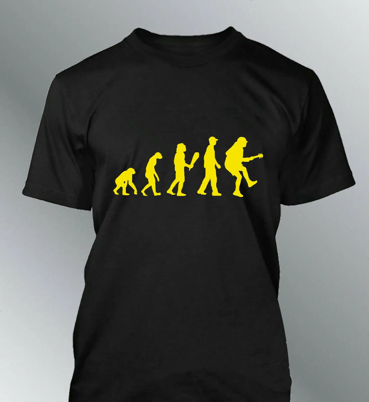 Tee shirt homme evolution Rock AC DC humour human rock music Angus young AC DC