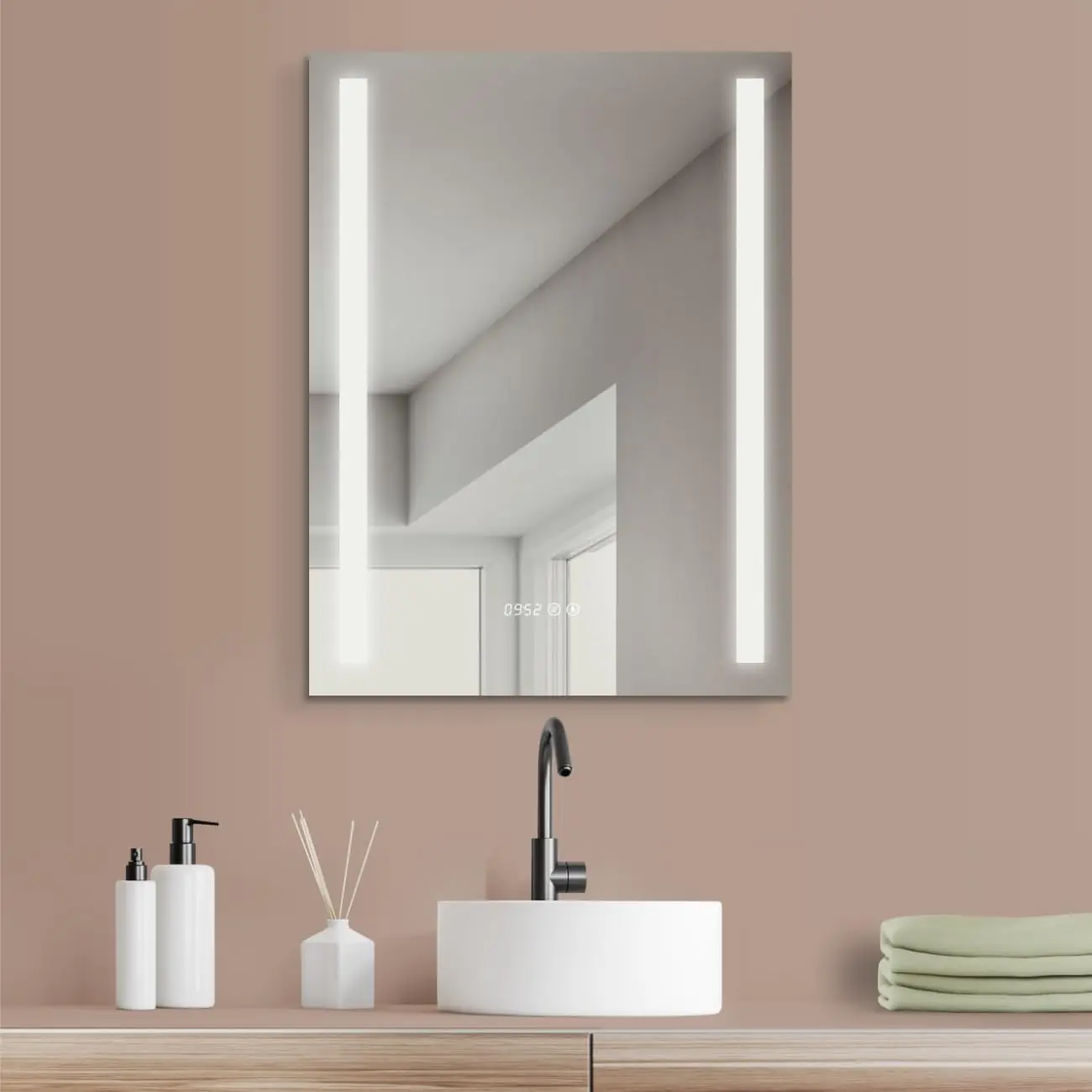 HOKO ® LED badkamerspiegel 60x80 cm aanraakschakelaar 3 lichtkleuren 2700K-6500K wandspiegel met verlichting badkamer cosmetische spiegel