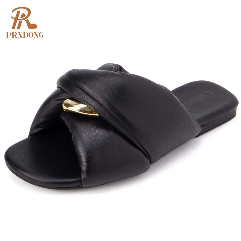 Women's Shoes 2024 New Classics Summer Qulaity Low Heels Open Toe Black Apricot Open Toe Dress Casual Female Slippers Size 34-39