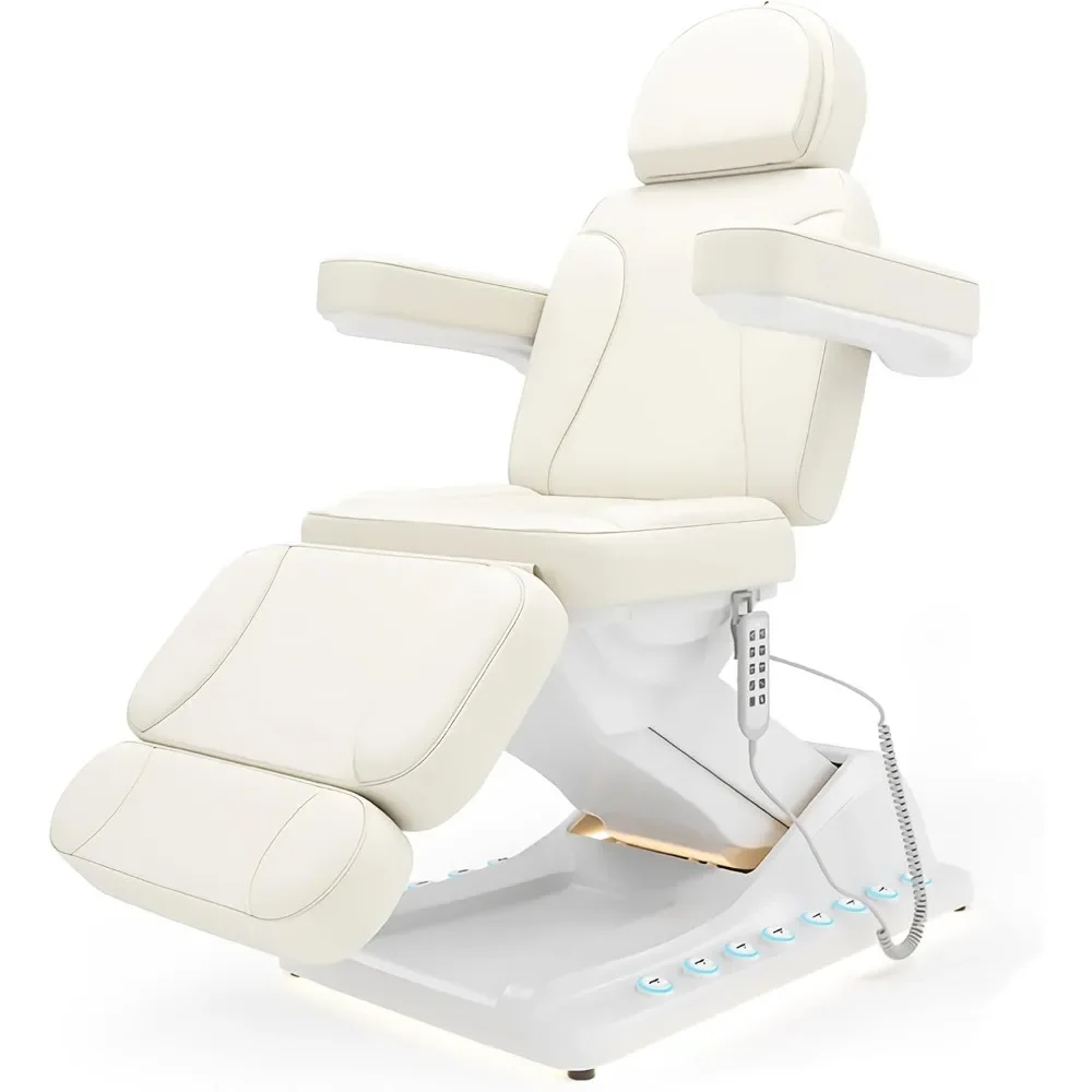

Esthetician Bed Electric Massage Table, Adjustable Facial Massage Tattoo Chair for Client, 3 Motor Customized Angle Spa Beds