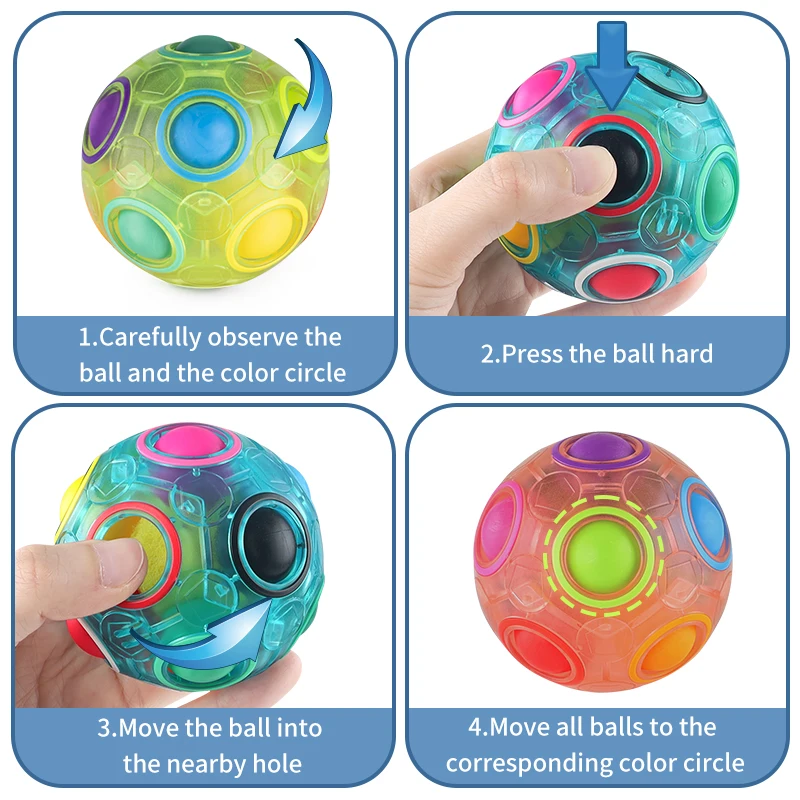 1Pcs Magic Cube Rainbow Puzzle Ball Fun Speed Toys Ball Night Light Ball Children's and Adult Stress Relief Educational Toys