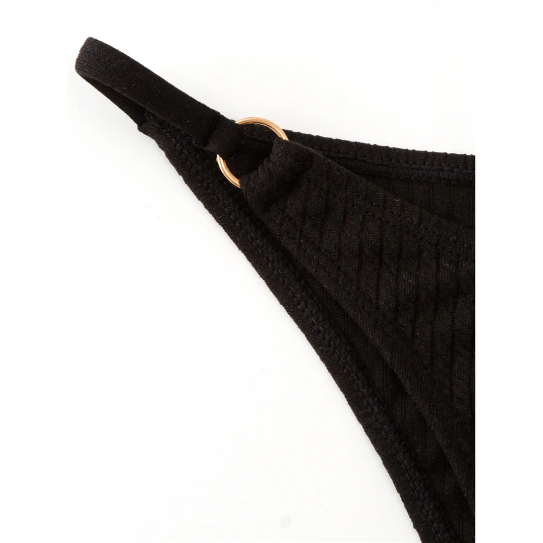 Gerippter Metallring-Bikini, zweiteiliger Damen-Badeanzug, Damen-Badebekleidung, hoch geschnittene Beine, gepolsterter Badeanzug, Badeanzug, Schwimmkleidung V7120 – Detail 16