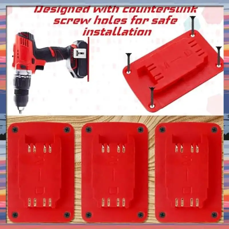 AFBC 10Pcs Battery Base And Tool Battery Holder Wall Mount Batteries Storage Battery Mounts Dock Holder For Power Tool-Red