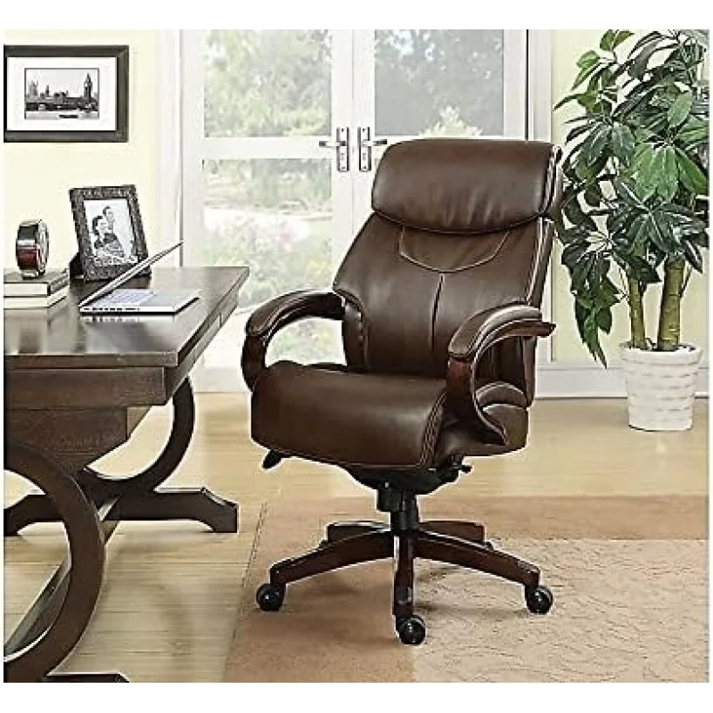 

Roasted Chestnut Bonded Leather Executive Chair – Ergonomic High-Back Desk Chair Home Office