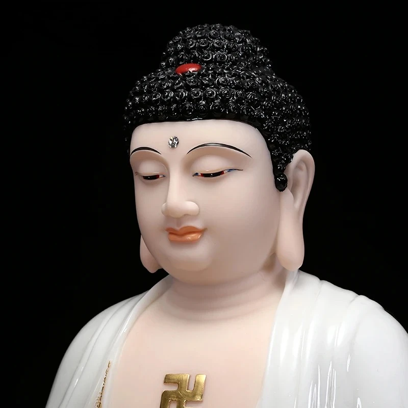 1PCS12 inch ceramic White Marble Sakyamuni Buddha decoration Feng Shui figure statue home decor Buddha statue