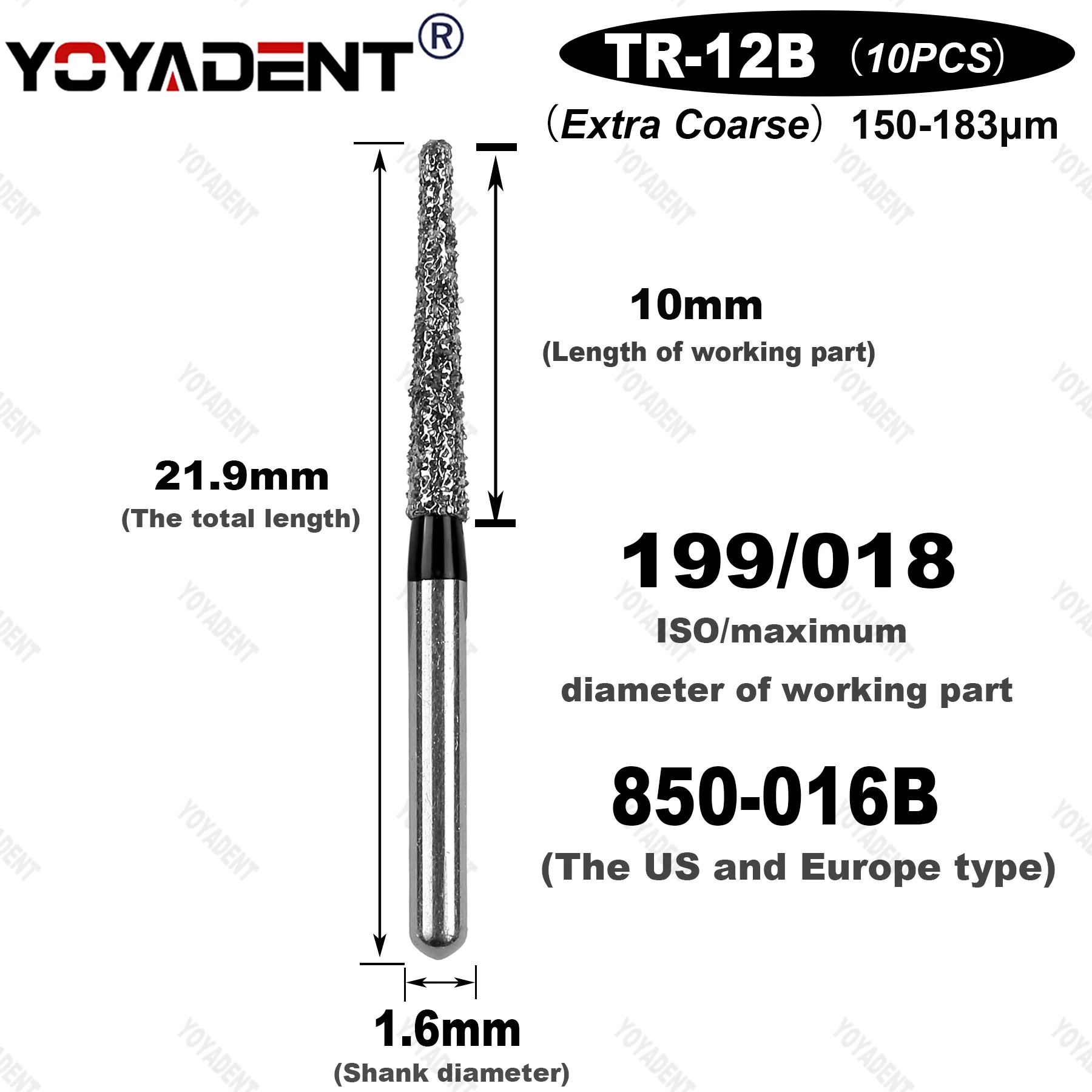 TR Type Extra Coarse Dental Diamond Burs Dentistry Drill For High Speed Handpiecess Dentistry Lab Polishing 10pcs/Pack