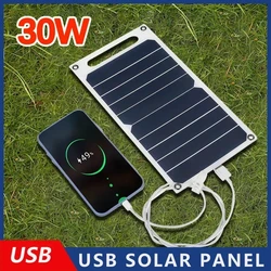 30W Solar Panel With USB Waterproof Outdoor Hiking And Camping Portable Battery Mobile Phone Charging Bank Charging Panel