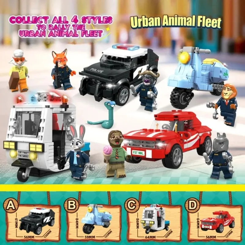 New Disney Anime Building Blocks Cartoon Zootopia 2 Judy Fox Nick Miniature Model Ornament Toy Adult Children Surprise Gift