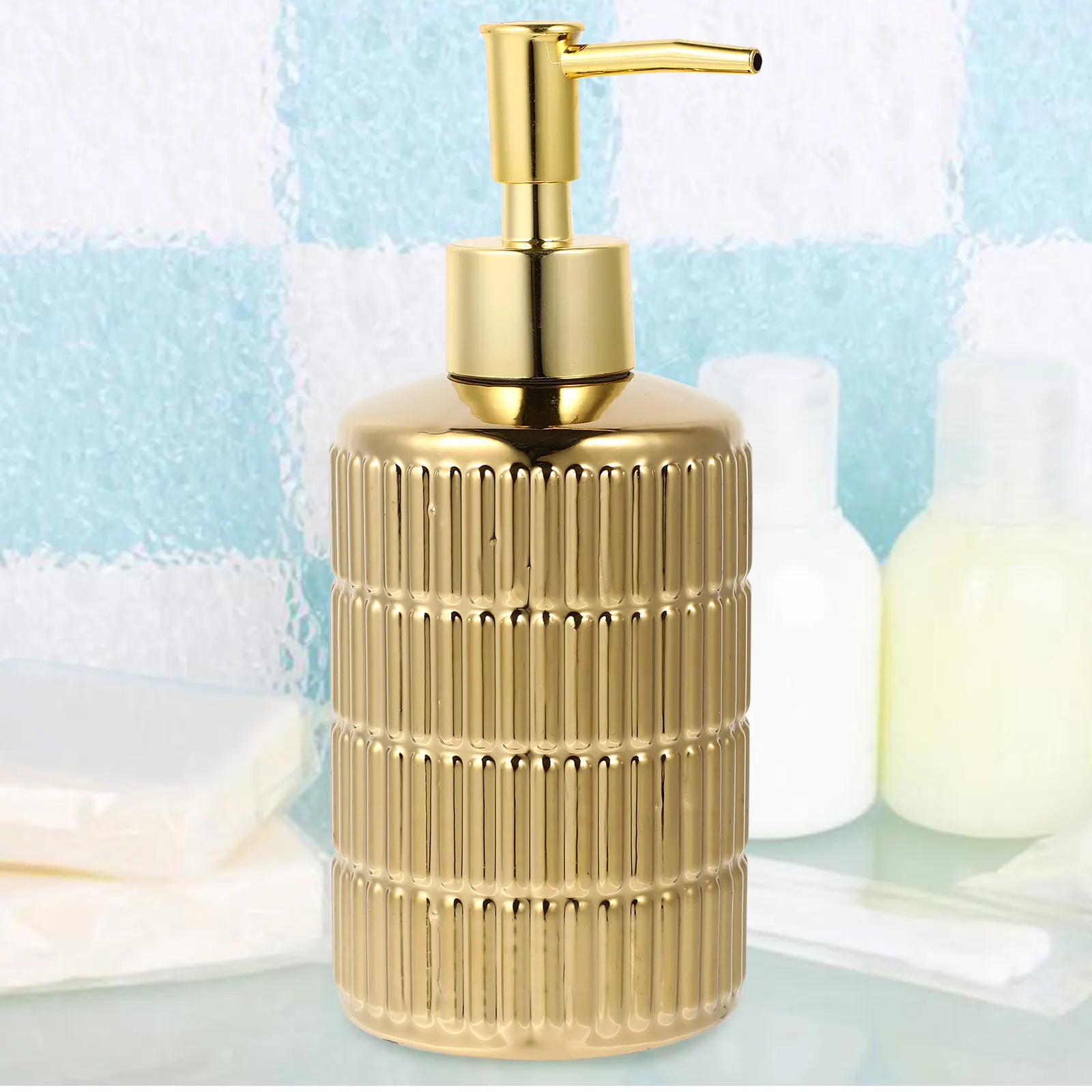 

1Pcs Ceramic Liquid Dispenser Elegant Soap Bottle Press Pump Design Portable Durable Easy to Use for Home Bathroom Hotel