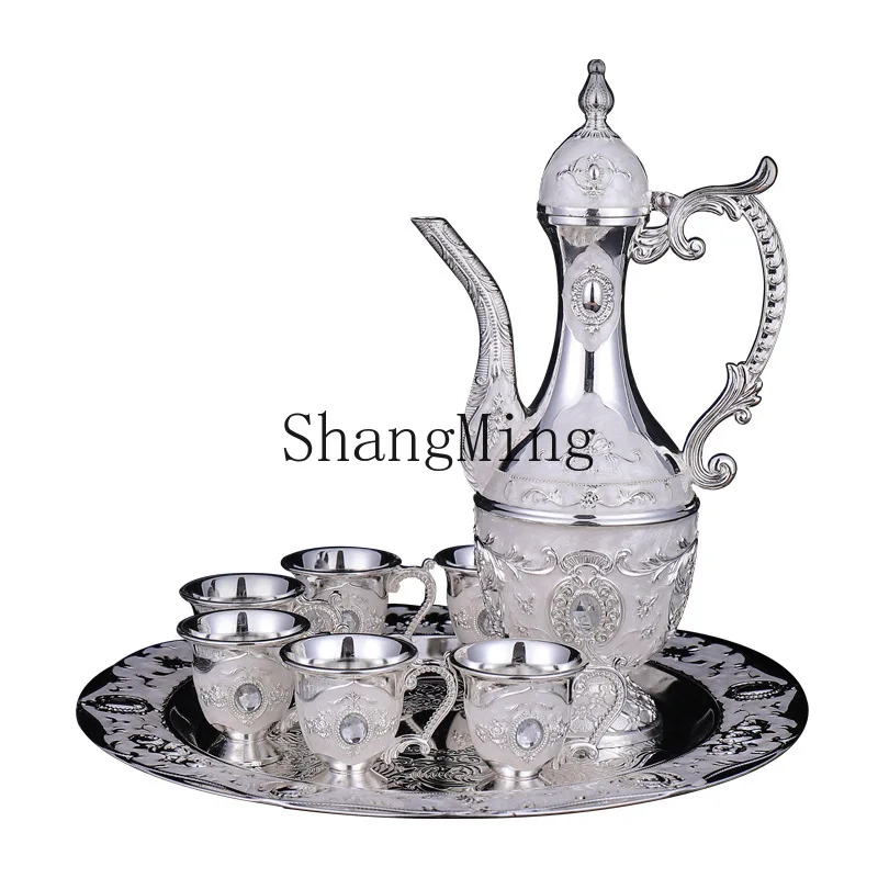 

PYH silver wine set, household high-end Baijiu cup wine jug with wine, antique Chinese wine dispenser, gifts for the festival