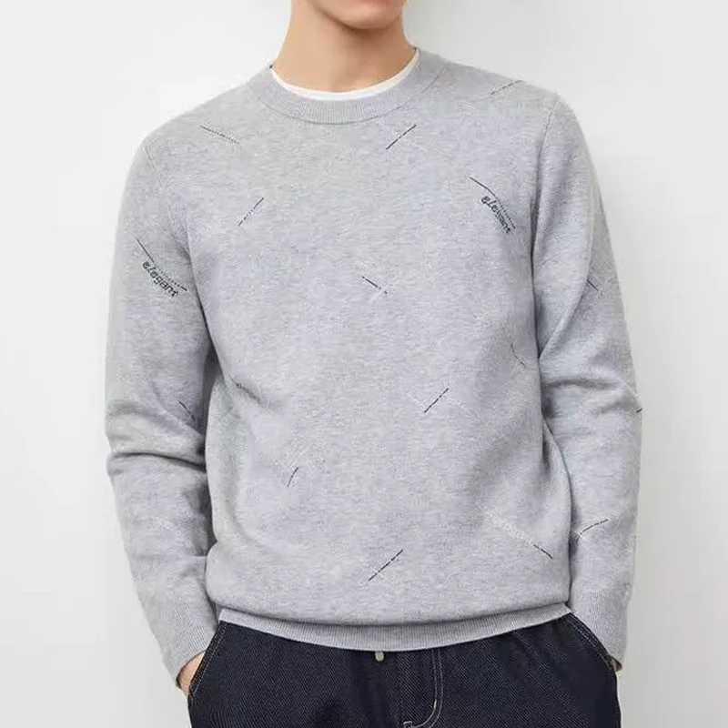 

Повседневный длинный вязаный свитер Sve, мужской круглый эластичный бот irt Sea, брендовая осень-зима Thiened M, модель базового слоя