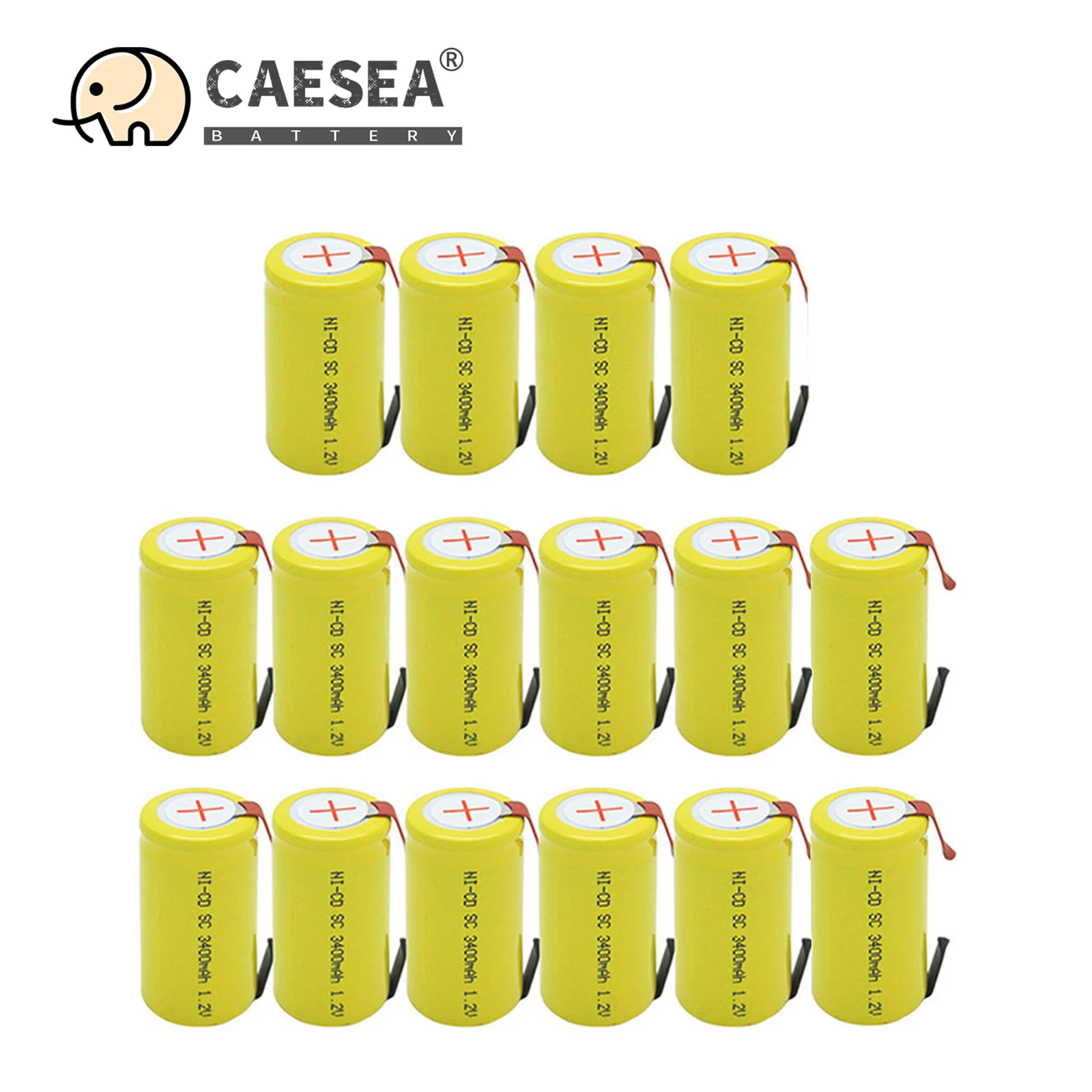 CAESEA 3400mAh NI-CD SC Battery 1.2V SubC Rechargeable Battery Emergency Light Hand Drill Rechargeable Drill Sweeper Battery