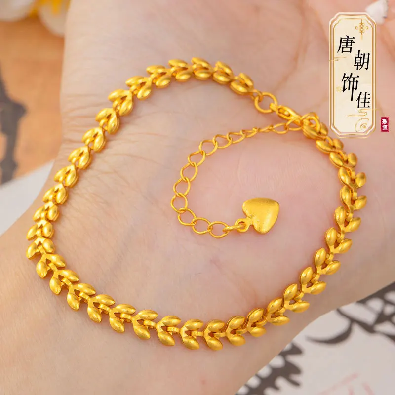 Luxury 24K 9999 Pure Gold real gold Women's Fashion Wheat Bracelet Fruitful Bracelet