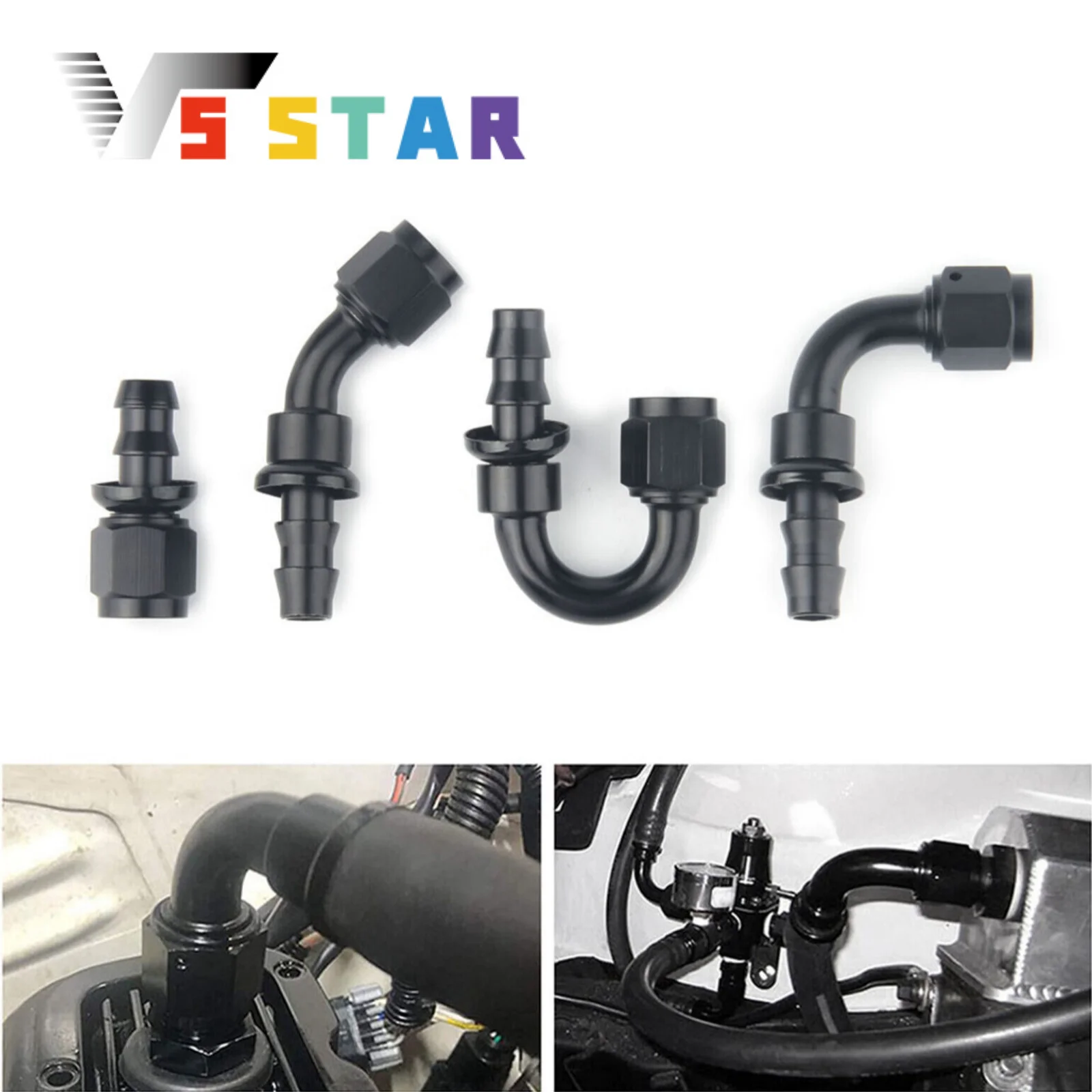 العالمي AN8 AN12 45 180 درجة دفع على قفل خرطوم نهاية المناسب بارب لزيت الوقود المياه السائل خط الهواء #1