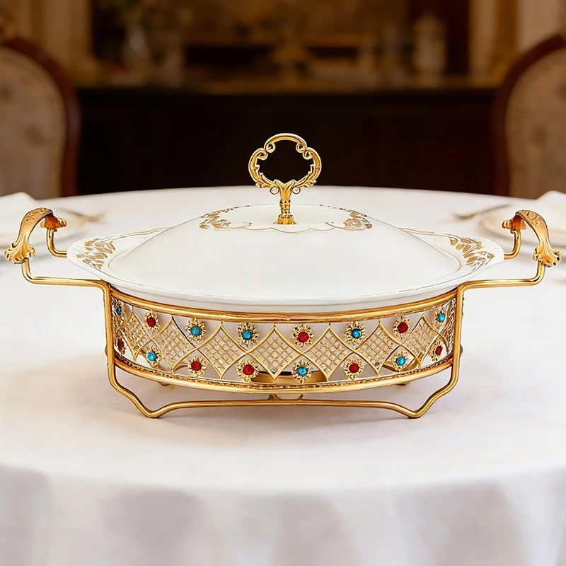 Oval ceramic alcohol dining stove colored diamond dining table food heating