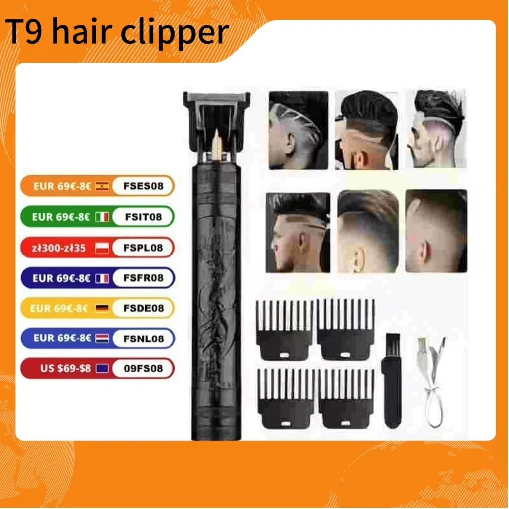 New Retro T9 Hair Clipper For Men, Electric Shaver, Rechargeable Hair Clipper, Portable Cordless Beard Trimmer