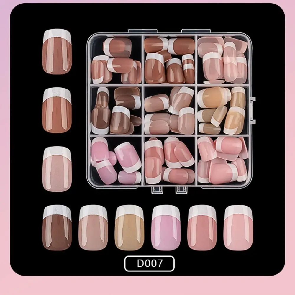 108pcs New Mixed Color French False Nail Almond Coffin Convenient Finished Wearing Fake Nail Pink Full Cover Press On Nails DIY