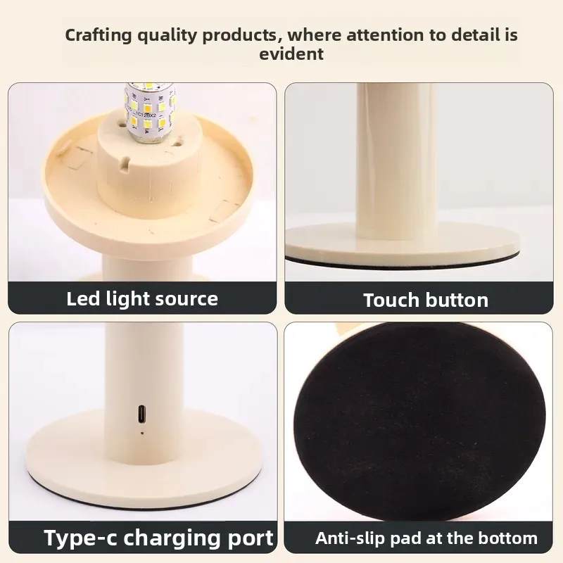 Charging Desk Lamp Creamy Wind Antique Plastic Egg Tart Three-color Dimming Ambient Light Decorative Factory Direct Sales