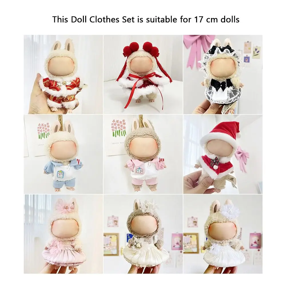 Mini Labubu Time To Chill Filled Doll Clothes Cos Gift DIY Labubu Clothes for Macaron gonna per bambole fatta a mano per bambola Labubu da 17cm