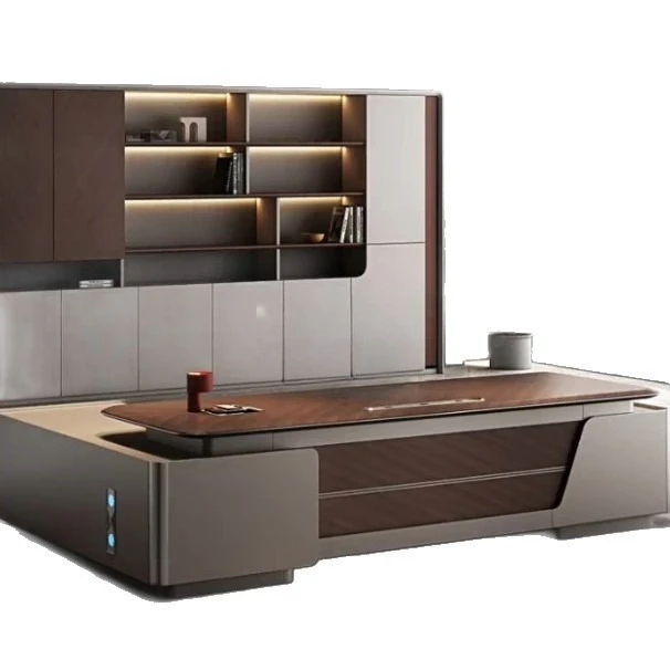 Light luxury technology boss desk, modern president desk, general manager chairperson desk and chair combination