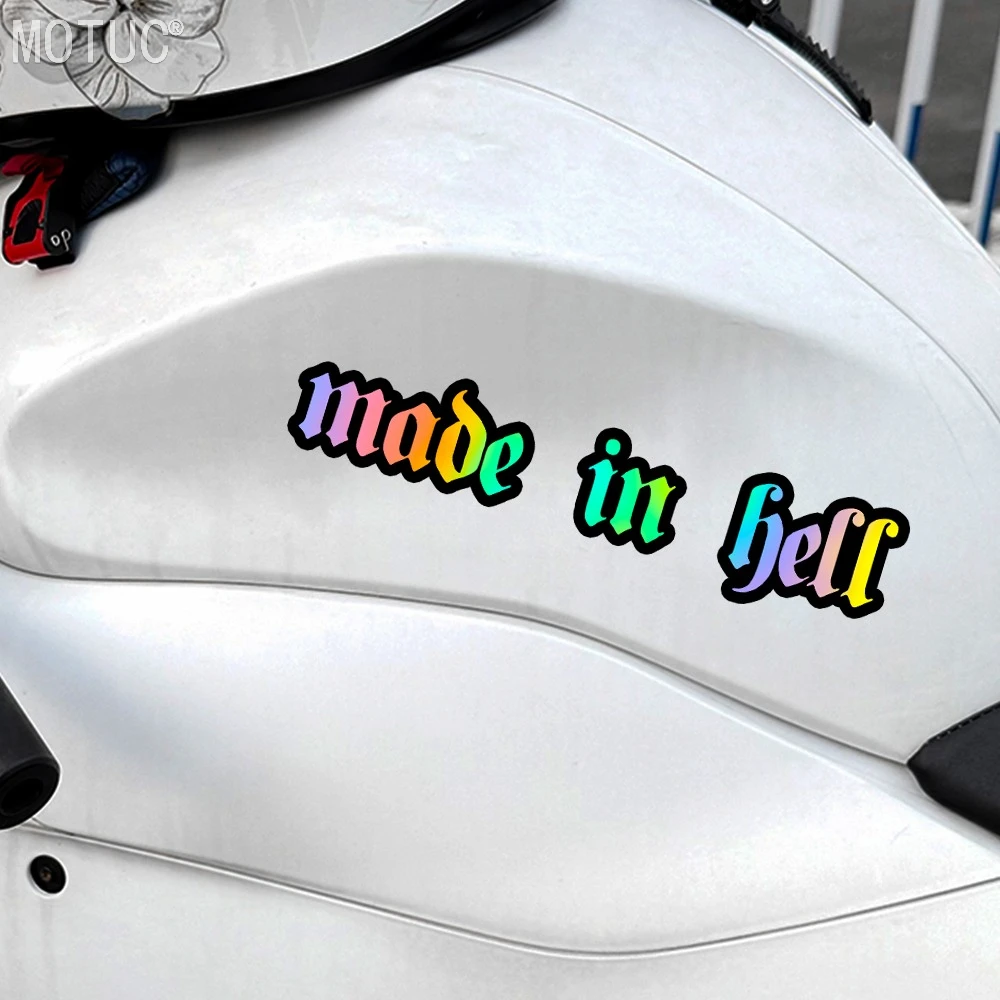 2PCS Hell Made Gothic Text Sticker Waterproof Vinyl Decal Self Adhesive Motorcycle Helmet Car Window Decor