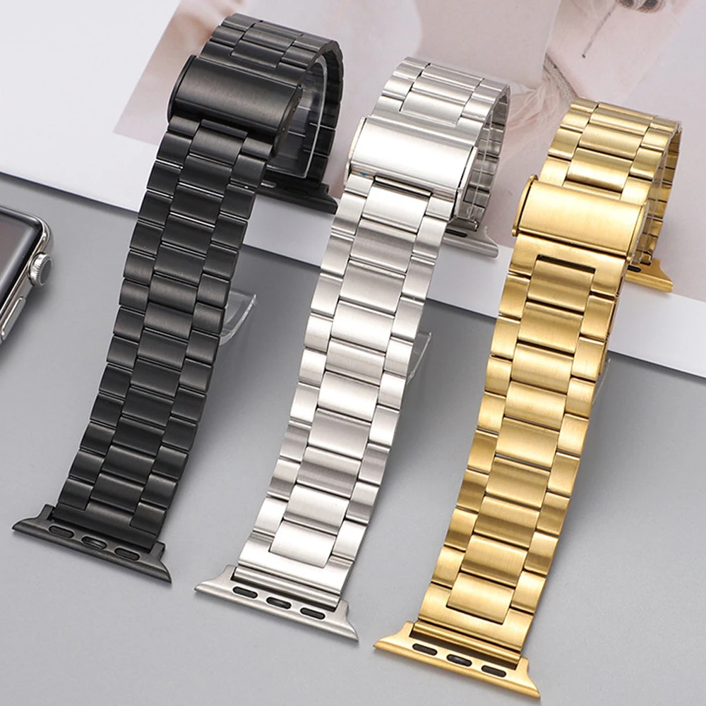 Stainless Steel Strap for Apple Watch Ultra 2 Band 49mm 45mm 44mm 42mm 41mm 40mm 38mm Wrist Bracelet for iWatch SE 9 8 7 6 5 4 3