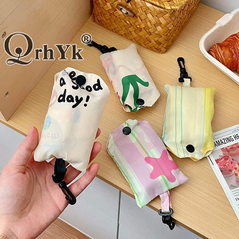 Ins Style Foldable Shopping Bag Portable Large Capacity Waterproof Shoulder Bags Tote Bag Gift Bag