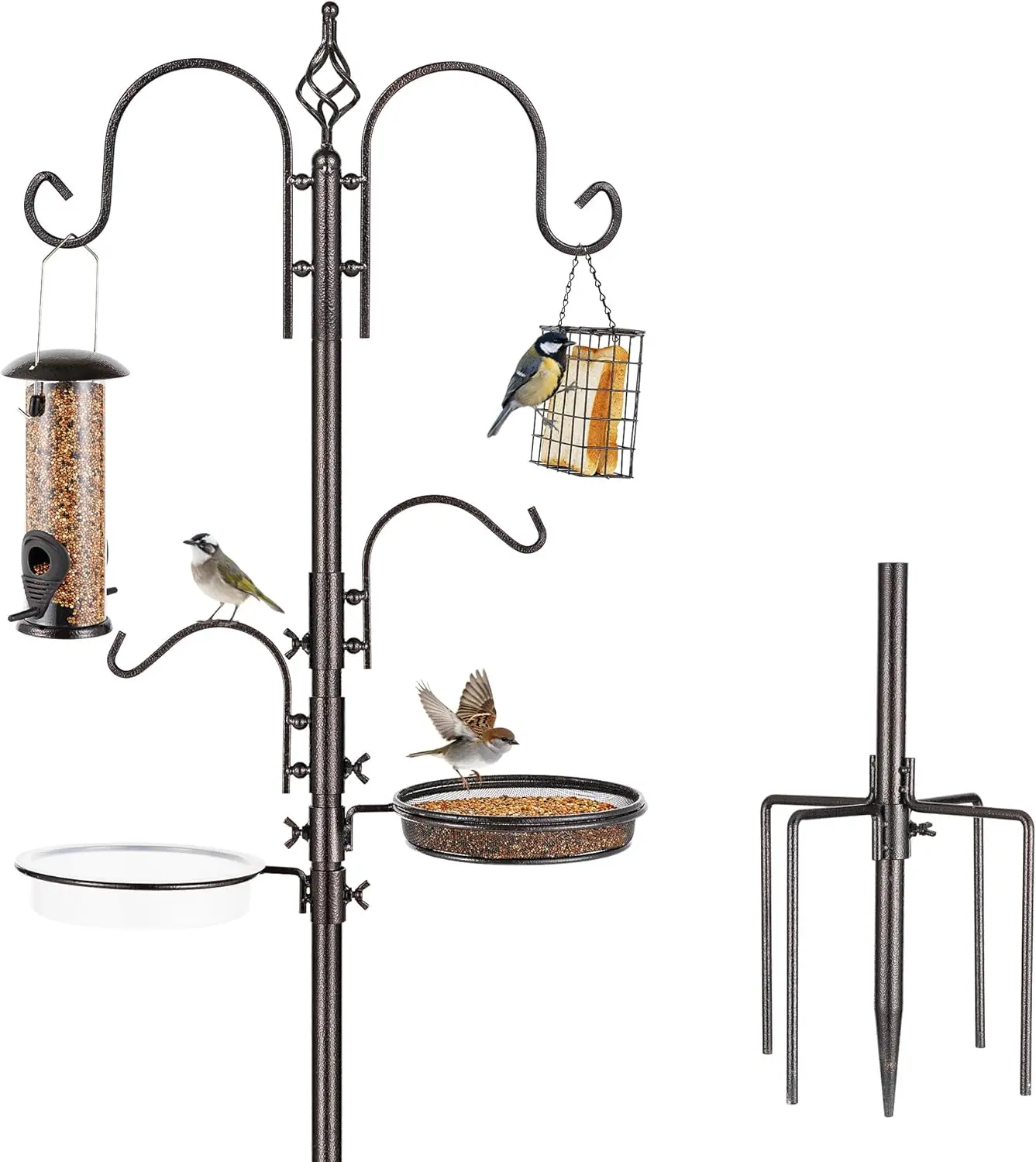 Solar Bird Bath Metal All Season Neutral