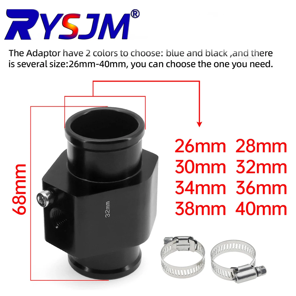 26MM-40MM Blue & Black Aluminium Water Temp Gauge Radiator Temperature Water Temp Joint Pipe Sensor for Car Truck Gauges