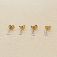Super Mini 1.5MM 2MM Zircons Stainless Steel Push Back Stud Earrinngs For Men Women 2PC Delicate Jewerlry - Image 2