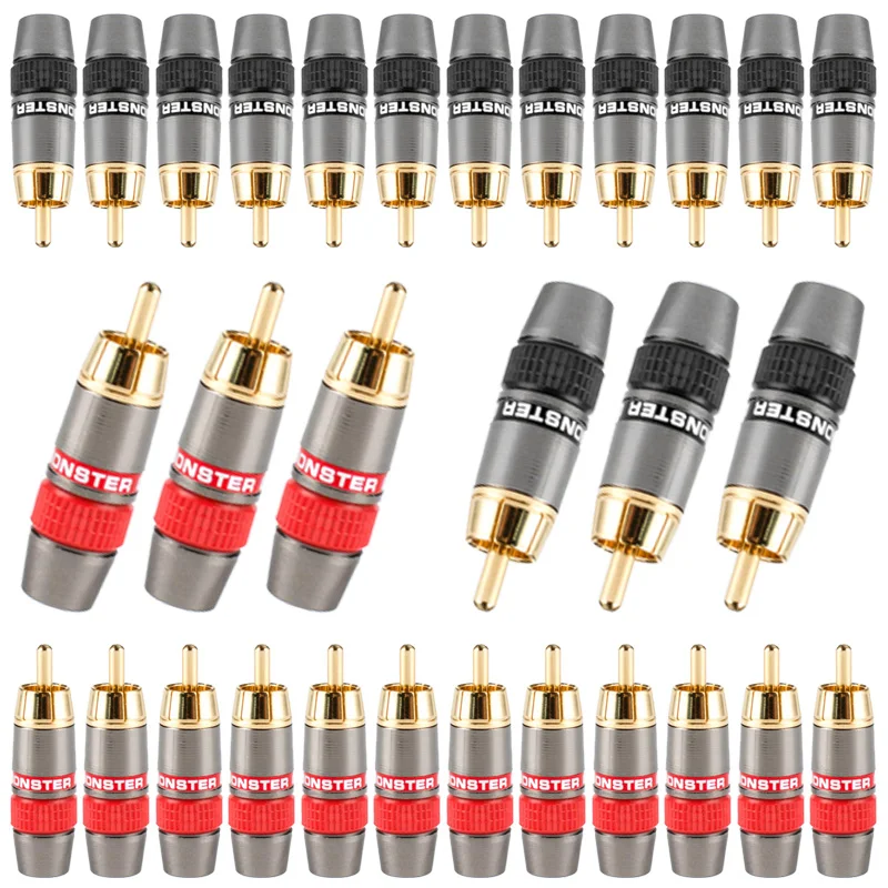 2/4/8Pcs RCA Plug Copper Gold-Plated Male Lotus Plug RCA Socket Connector for Audio Video Speaker Terminal