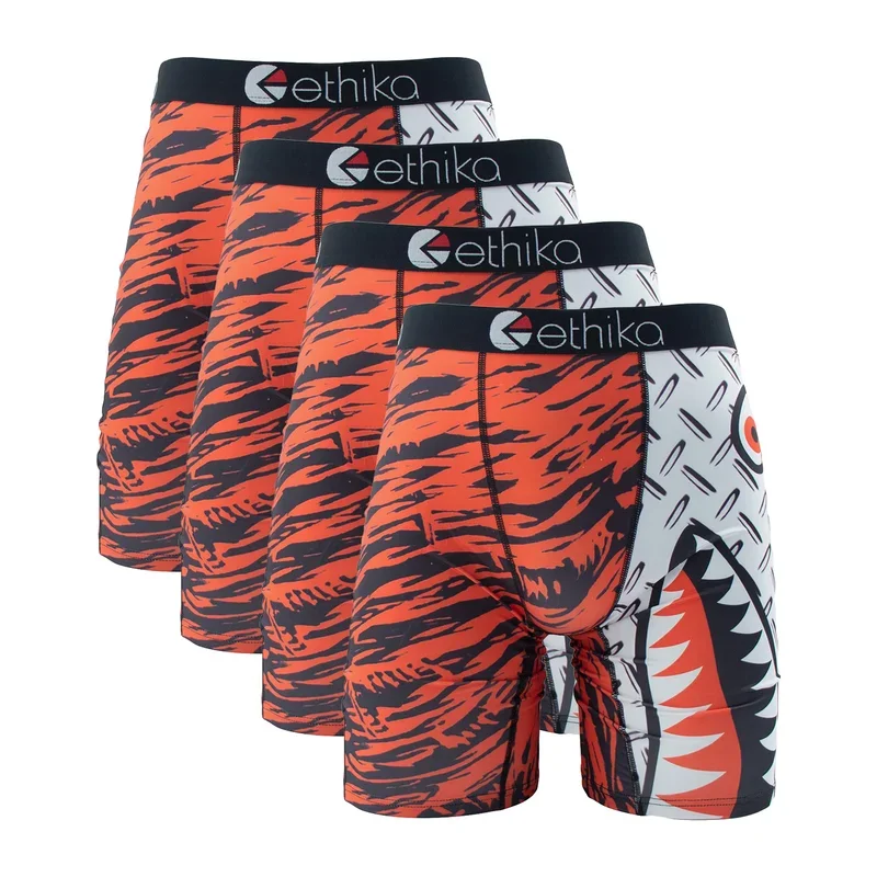 4PCs Ethika Fashion Sexy Men Underwear Boxer Shorts Hot Shark Printed Panties Lingerie Man Underpants Boxershorts Boxers Briefs