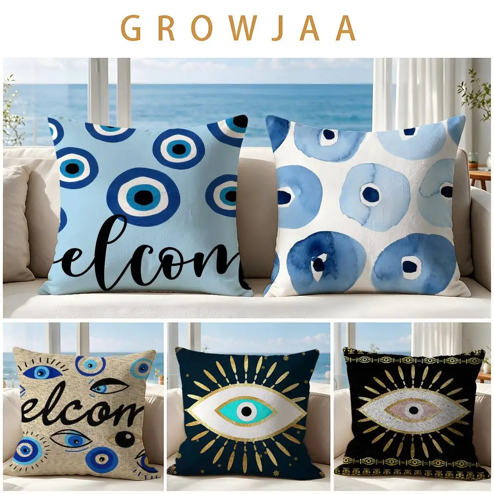 Symbol Evil Eye Cushion Cover Throw Pillow Short Plush Fresh Natural Cushion for Living Room Sofa Ornament Present Gift