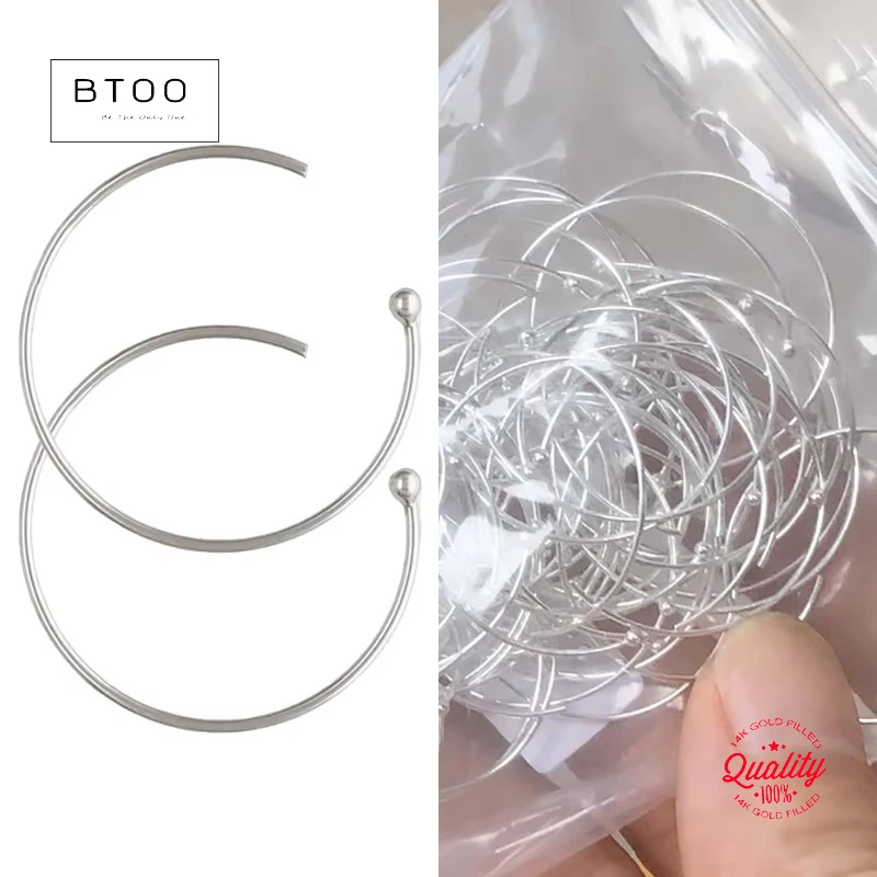 

925 Sterling Silver Ear Wire 18/26mm Endless Ball End Loop Ear Components 0.64mm Jewelry Findings for Wholesale