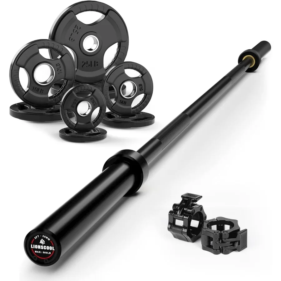 LIONSCOOL Barra Premium de 4 pies/4,9 pies/6 pies para entrenamiento de fuerza y levantamiento de pesas olímpico con 2 pulgadas de diámetro Ideal para sentadillas C