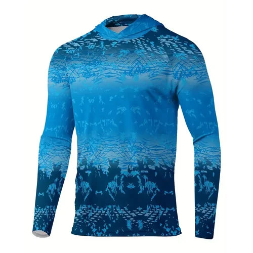 Camisetas con capucha de protección solar para hombre, camisetas UPF 50+ de manga larga de secado rápido, transpirables, para senderismo, pesca, TOPS a prueba de rayos UV, 2024