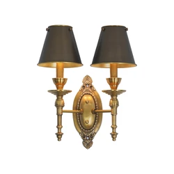 American luxury copper French wall lamps retro living room bedroom bedside balcony aisle study decor cloth wall sconces lights