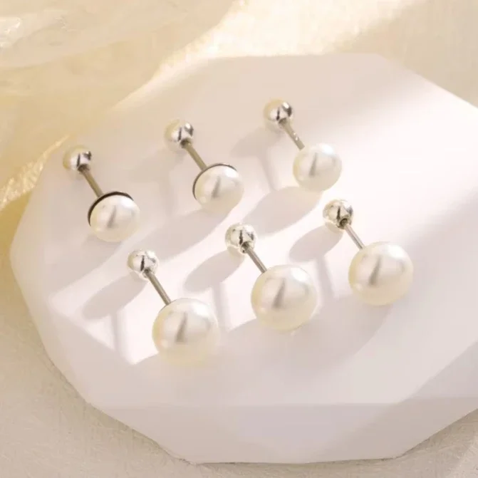 

Настоящее серебро 925, круглые серьги-гвоздики с жемчугом и ракушками для женщин, классические ювелирные изделия, винты для пирсинга, аксессуары из бисера