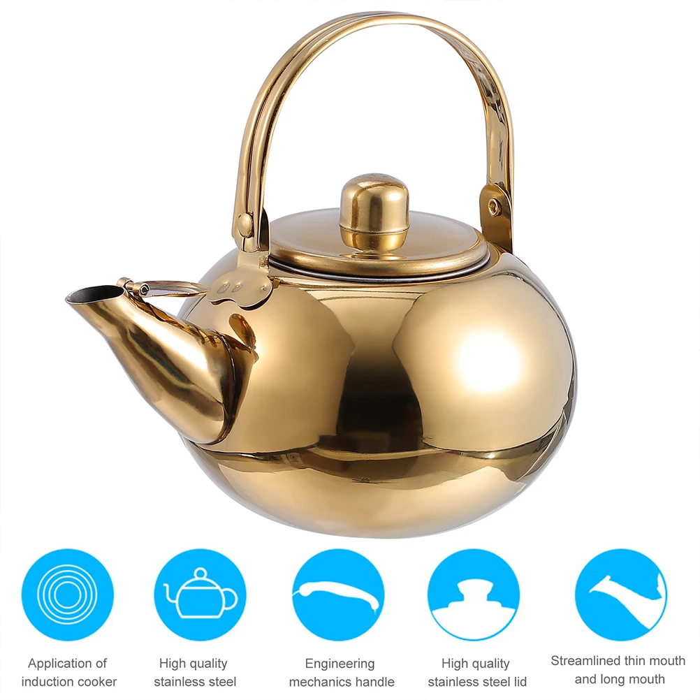 

Stainless Steel Tea Kettle Large Capacity Practical Home Teapot Heat Resistant Boiling Kettle with Strainer