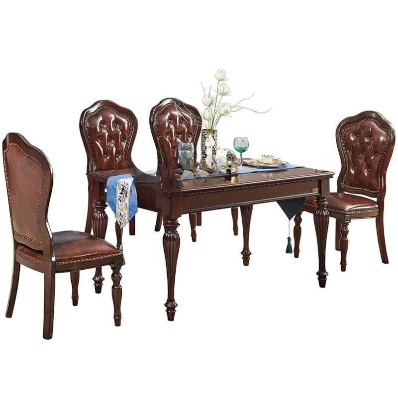 QQAmerican Solid Wood Cherry Wood Dining Table 1.6/1 Meters Rectangular Retro Restaurant Country Style Dining Table