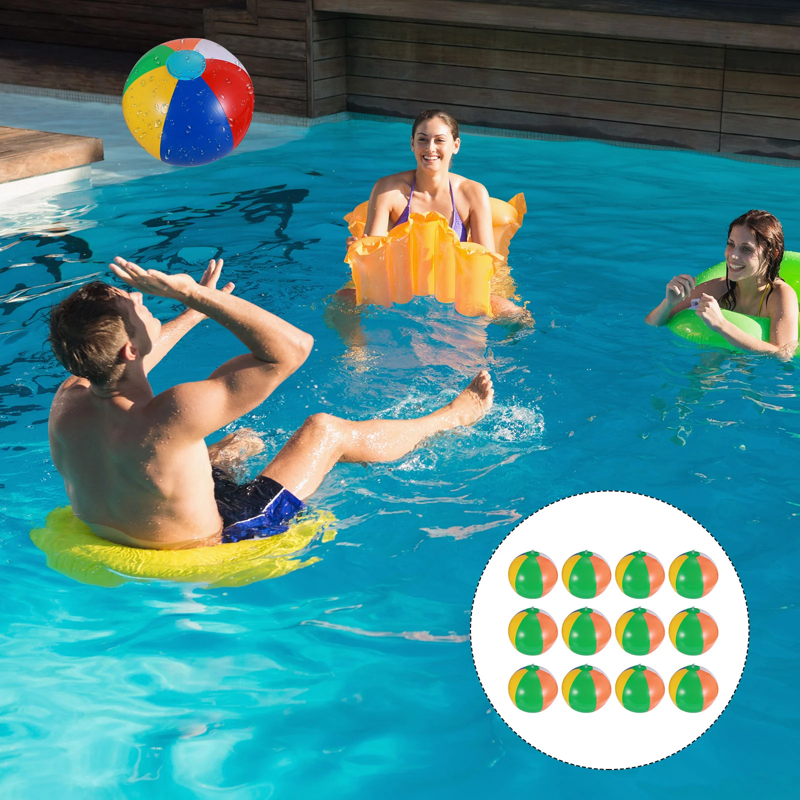 Bola de praia inflável PVC para crianças, brinquedos de piscina infantil, bolas de água, verão, 12 pcs