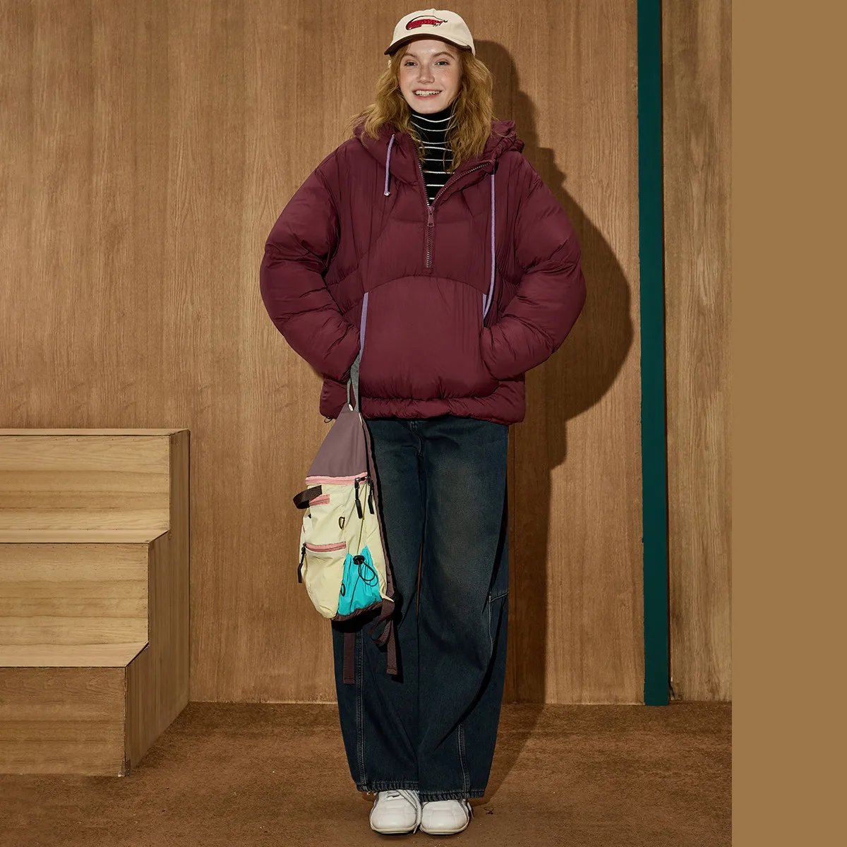 2025 الشتاء المرأة 90% أسفل ملء مقنعين سترة منفوخة المتضخم معطف سميكة الدافئة سترة فضفاضة تناسب مبطن ملابس خارجية #6