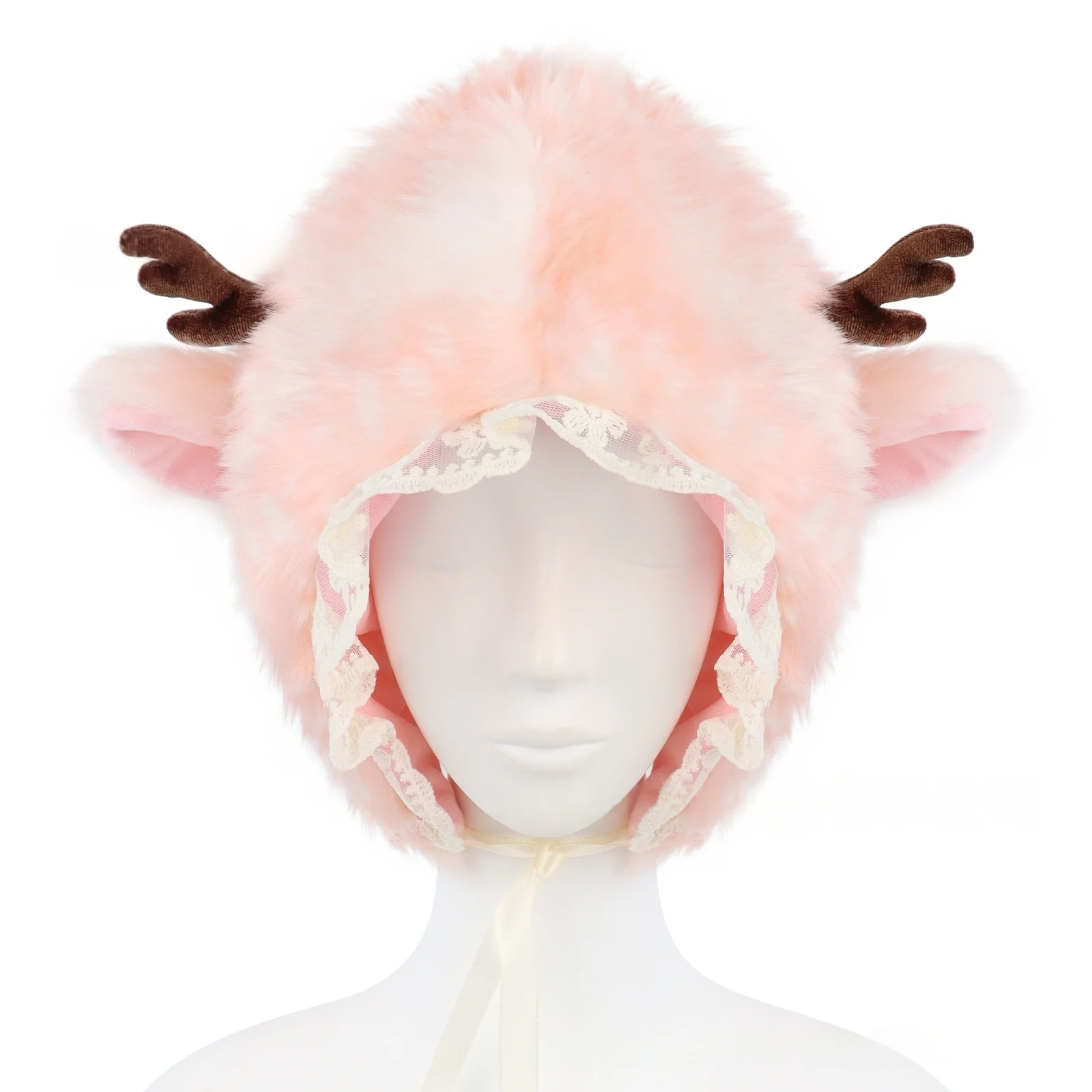 Christmas Women Autumn and Winter Reindeer Spot Ear Protection Hat Japanese Cute Warm Plush Cartoon Antler Earmuffs Hat
