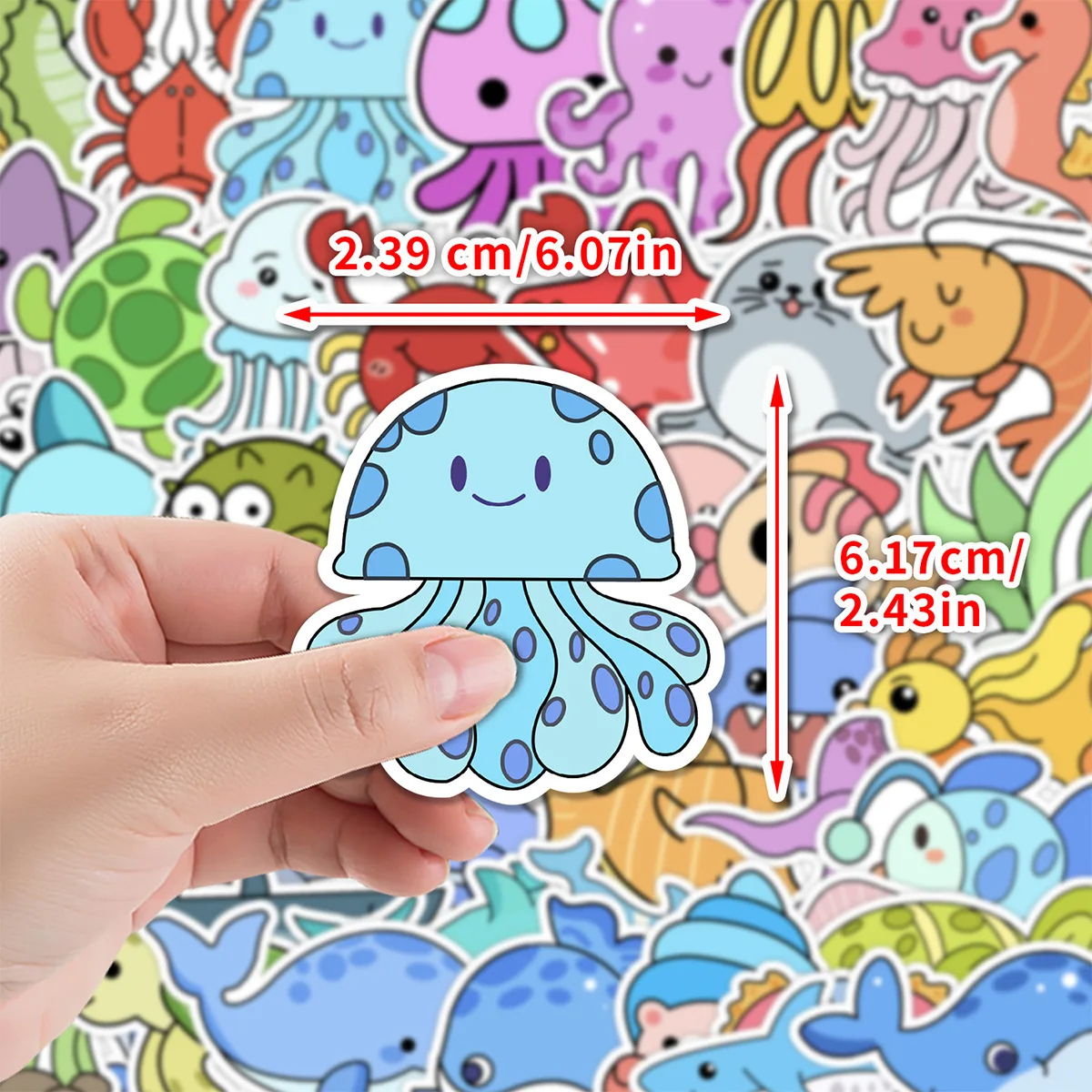 50/100PCS Cute Marine Life Graffiti Stickers Water Cup Computer Luggage Waterproof Decorative Stickers